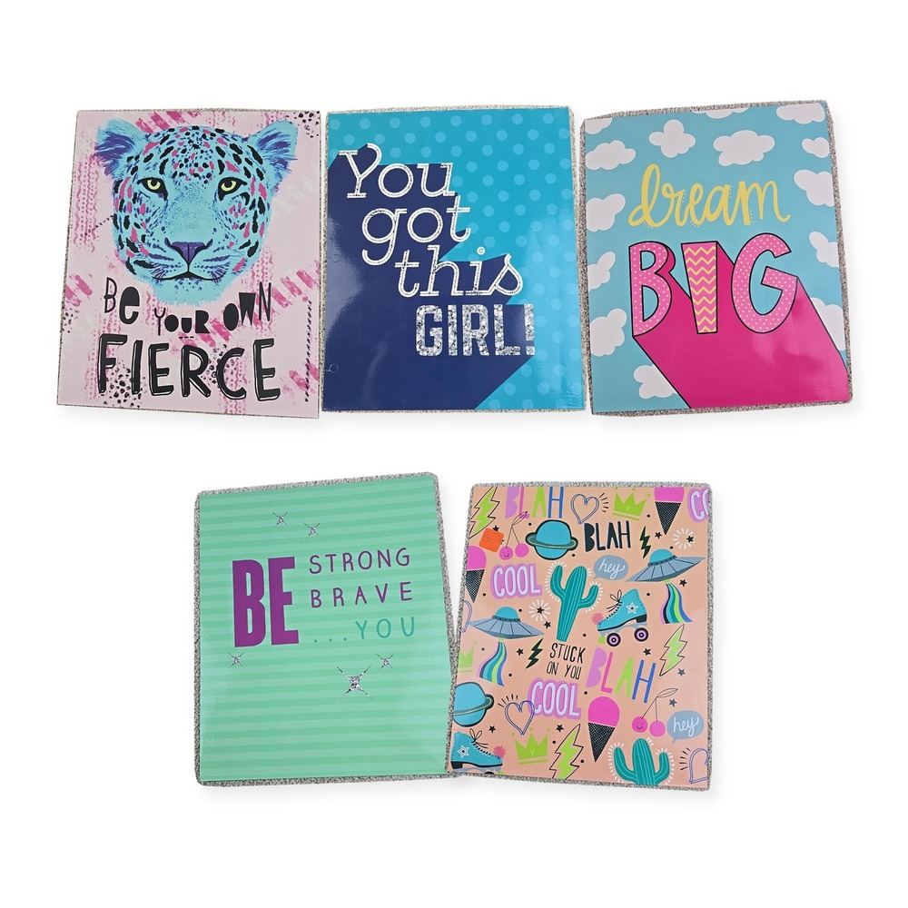 Top Flight Motivational Pocket Folders Lot of 5 3 Ring Binder School New